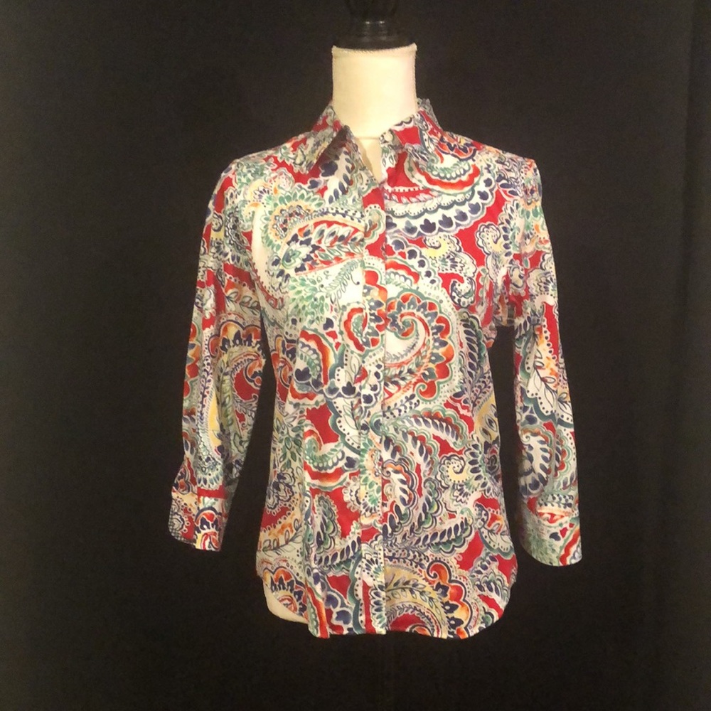 Chaps 3/4 Sleeves Button down shirt. Size. M